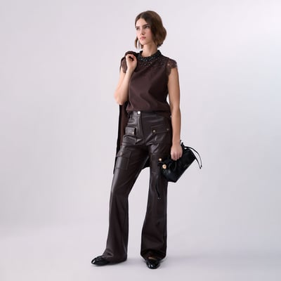 T-shirt avec dentelle et strass LIU JO