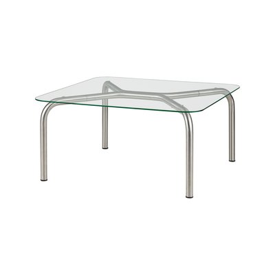 Table basse en acier brossé avec plateau en verre UKU NOO.MA