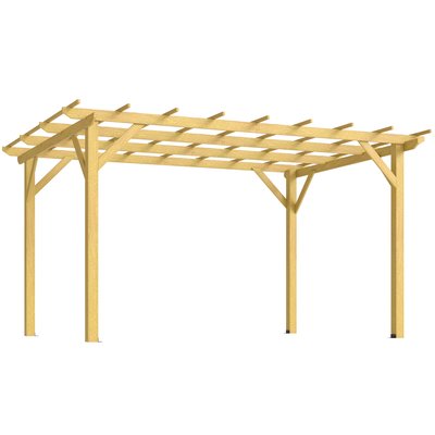 Pergola bois autoportante 12 m² dim. 3 x 4 m sapin pré-huilé OUTSUNNY