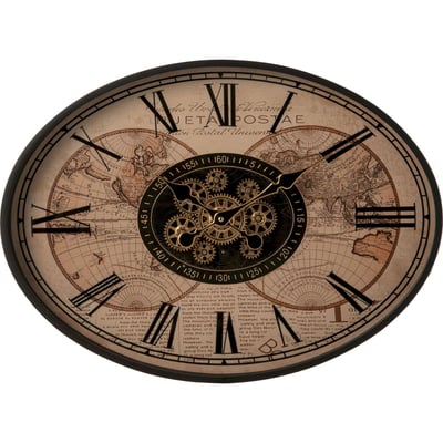 Horloge murale ovale en métal esprit atelier RECOLLECTION