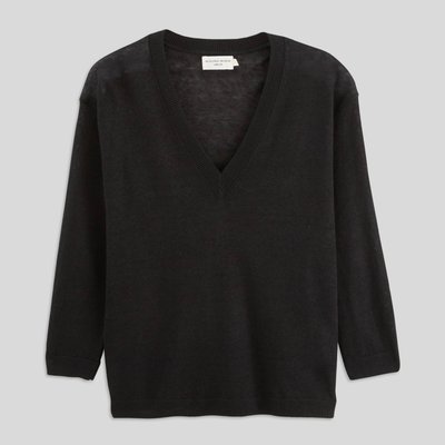 Pull col V en lin MONOPRIX