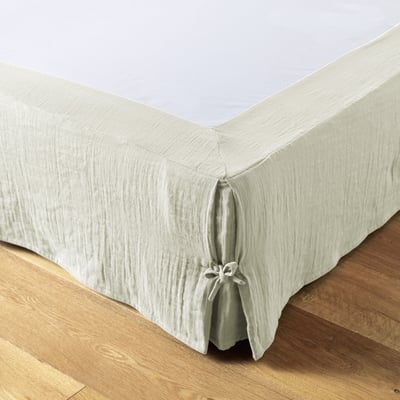 Cache sommier, en 100 % Gaze de coton, avec volant 30 cm EDEN