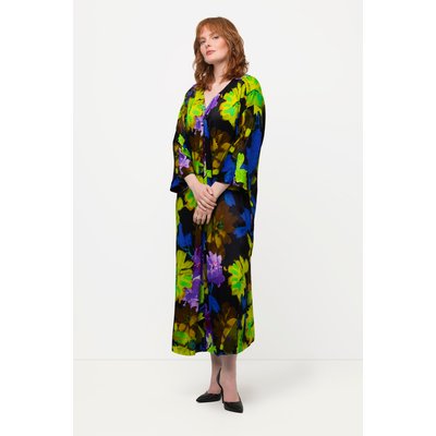 Robe midi à col V et manches courtes. Motif ULLA POPKEN