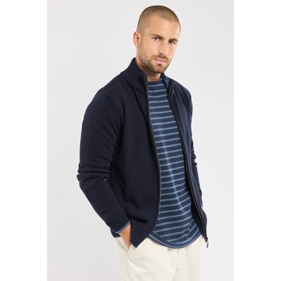 Gilet zippé col montant en laine GUY DE BERAC