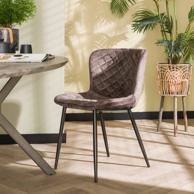 Chaise en velours piqué taupe (lot de 2) MELBOURNE PIER IMPORT