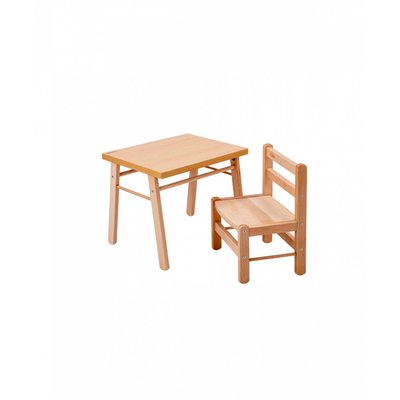 Pack Table enfant Gabriel + Chaise basse Louise Vernis naturel COMBELLE