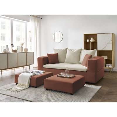 Canapé droit convertible 4 places en tissu velours côtelé et tissu chiné, LEANDRE BOBOCHIC