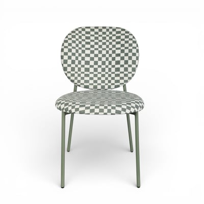 Chaise repas tissu  et blanc ZAGO