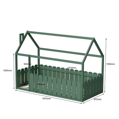 Lit cabane avec barrière CALINOU (matelas non inclus) MINEA