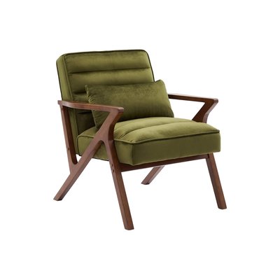 Fauteuil scandinave bois d'hévéa et velours ANTOINE SWEEEK