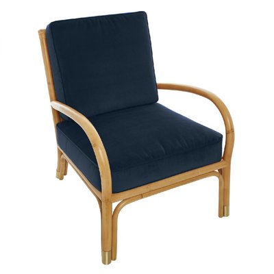 Fauteuil rotin et velours RIVIERA KOK