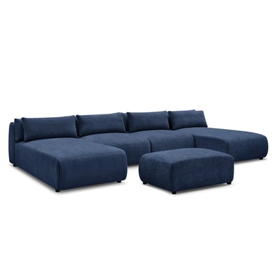 Canapé modulable 5 places en tissu texturé, JANA BOBOCHIC