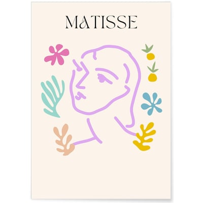 Affiche Matisse 'Portrait Fleuri' – Art minimaliste L'AFFICHERIE