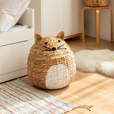 COMPACTOR - Panier de rangement  en jacinthe d’eau NOAH - 40 x 40 x H.43 CM - Beige COMPACTOR