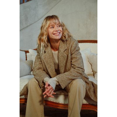Manteau laine chevron femme discount