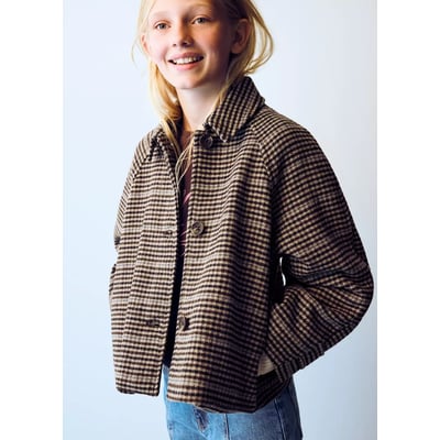 Manteau à motif pied-de-poule en laine MANGO KIDS