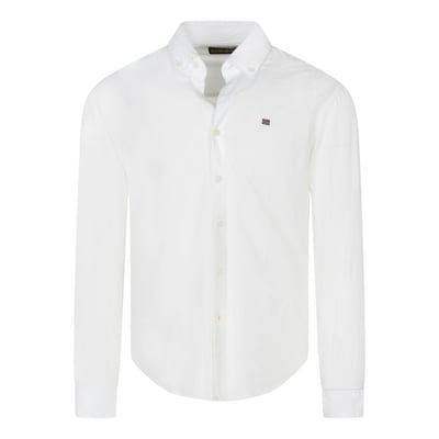 Chemise coupe regular fit Napapijri en coton blanche avec le logo brodé en petit NAPAPIJRI