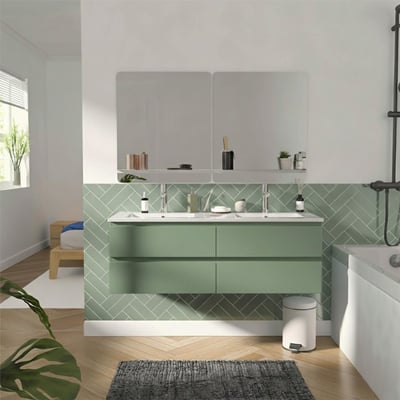 Ensemble double vasque 120cm avec vasque, robinets et miroirs SORRENTO MOB IN