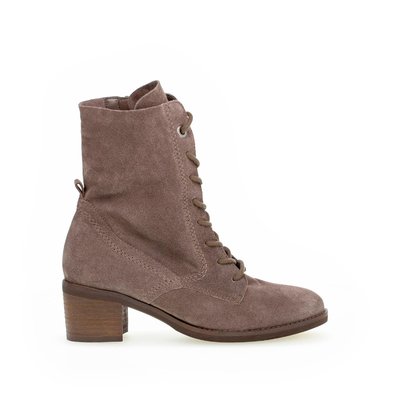 Bottines à lacets en velours à talon décroché GABOR