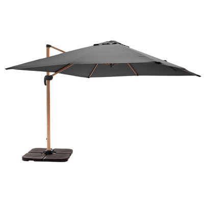 Parasol déporté (3 x 3m) et 4 dalles à lester remplissables, BRESCIA OVIALA