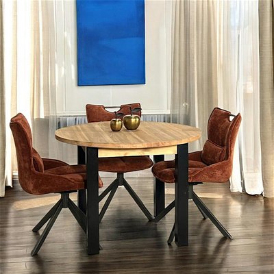 Table ronde extensible bois massif industriel 110-150 cm LOUNDGE PIER IMPORT