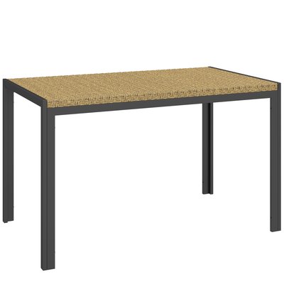 Table de jardin rectangulaire 4 personnes métal plateau résine tressée OUTSUNNY