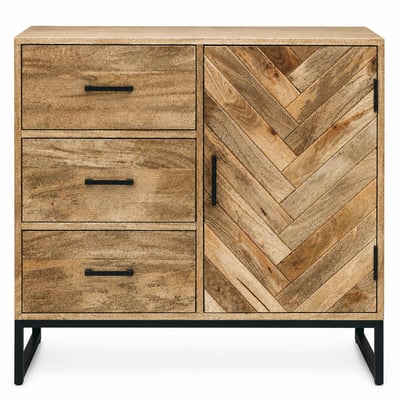 Petit buffet bois de manguier 1 porte 3 tiroirs BRIX PIER IMPORT