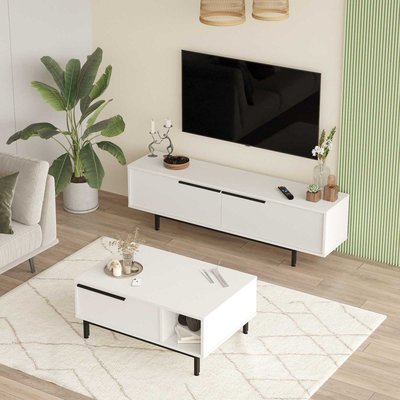 Ensemble meuble TV et table basse en aggloméré et métal Tilly HANAH HOME