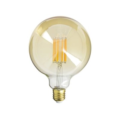 Ampoule Filament Led Déco Verre Ambré G125, Culot E27, 1521 Lumens, Conso. 15w (equivalence 100w), Blanc Chaud XANLITE