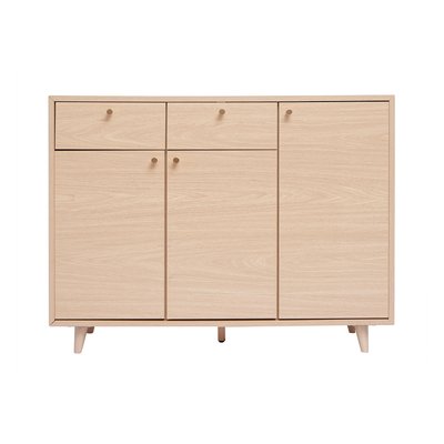 Meuble d'entrée -  meuble de rangements à chaussures finition bois clair chêne et métal doré L110 cm SILVESTRE MILIBOO