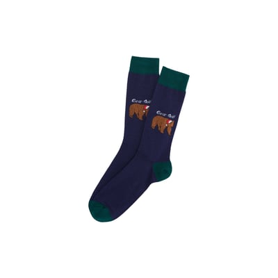 Chaussettes en coton imprimé Bear Noël Marine Made in France ARTHUR