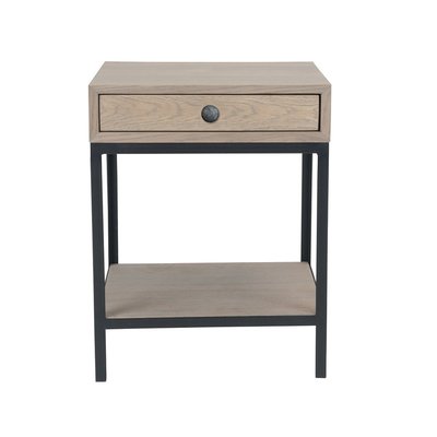 Table de chevet en chêne et métal - GILLES SIGNATURE