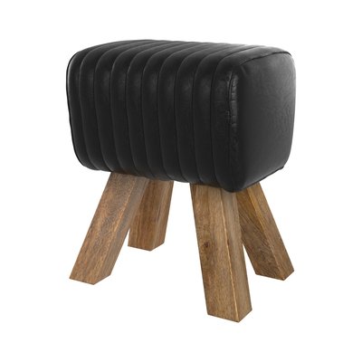 Tabouret en cuir et de manguier (à l'unité) - MORENA RENDEZ-VOUS DÉCO
