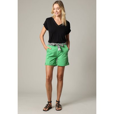Short mi-long avec ceinture ethnique à motifs et bas à revers KAIJA DEELUXE