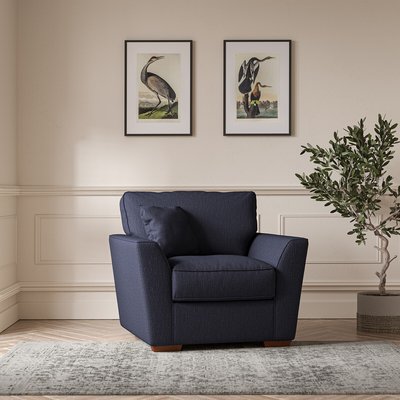 Florence Textured Woven Armchair with Dark Brown Wood Legs SO'HOME