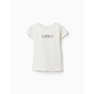 T-shirt en coton avec imprimé et ourlet à volants ZIPPY