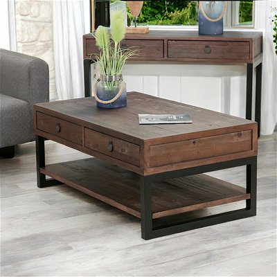 Table basse avec tiroirs en bois recyclé brun SAMOA PIER IMPORT