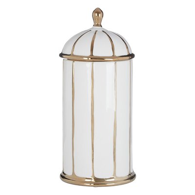 35cm Ceramic Jar in White/Gold Finish SO'HOME