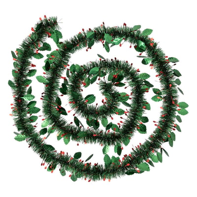 Guilande de noël houx brillant vert 2,7m ATMOSPHERA