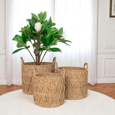 Panier cache-pot en jonc de mer avec motif losange (lot de 3) PIER IMPORT