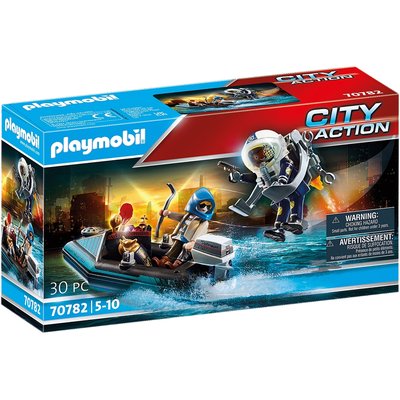 Policier avec réacteur dorsal et canoë PLAYMOBIL