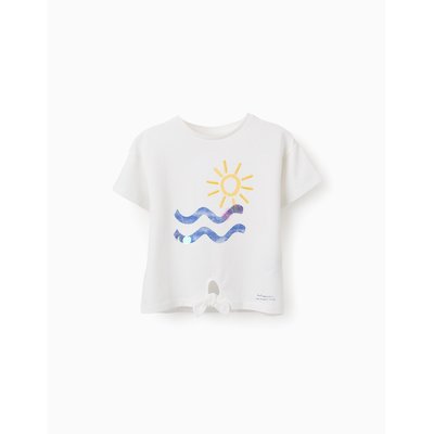 T-shirt de Coton avec Perles et Sequins ZIPPY