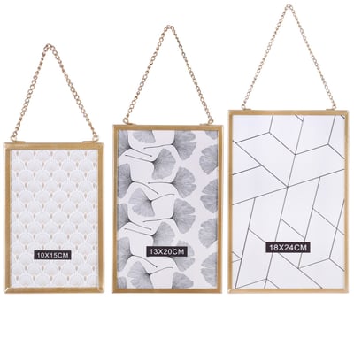 Lot de 3 cadres photo à suspendre design petit modèle GOLD HOME TOILINUX