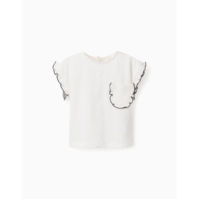 T-Shirt en Coton Avec Volants et Poche ZIPPY