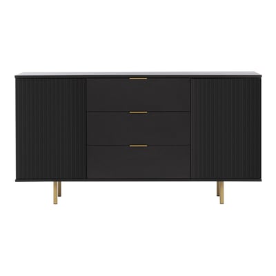 buffet  noir  3 tiroirs et 2 portes , MONICA BEST MOBILIER