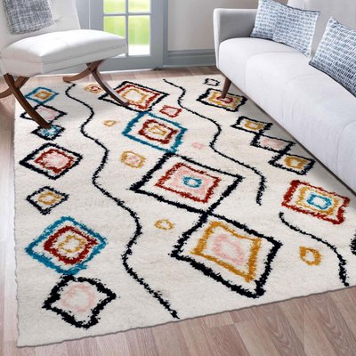 Tapis berbère tissé motifs ethno-chic EFAL-D UN AMOUR DE TAPIS