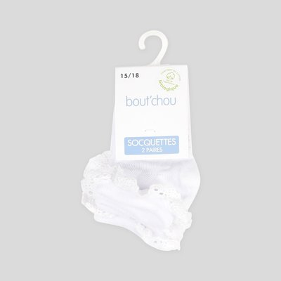 Lot de 2 paires de socquettes en coton BIO BOUT'CHOU