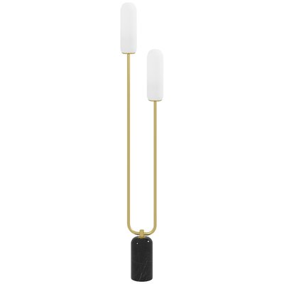 Lampadaire design art déco H.150 cm effet marbre noir métal doré HOMCOM