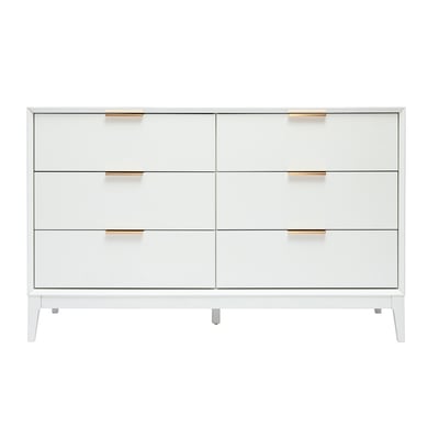 Commode blanche mat et métal doré 6 tiroirs L120 cm GIANA MILIBOO