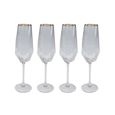 Lot de 4 flûtes à champagne à bordure, DIAMOND KARE DESIGN